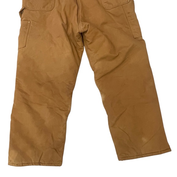 Carhartt Bib Overalls R06 Mens Brown Quilt Lined Duck Canvas  46x32 Workwear - Picture 9 of 16